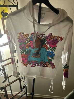 Graphic Floral Hoodie - "I'm Not Lucky I'm Blessed"